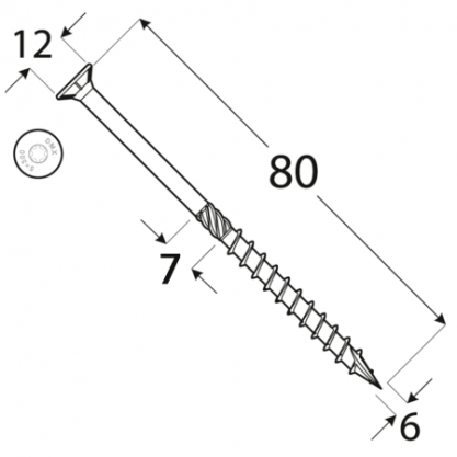 Wkręty ciesielskie z łbem stożkowym CS 06080 - 200 szt.